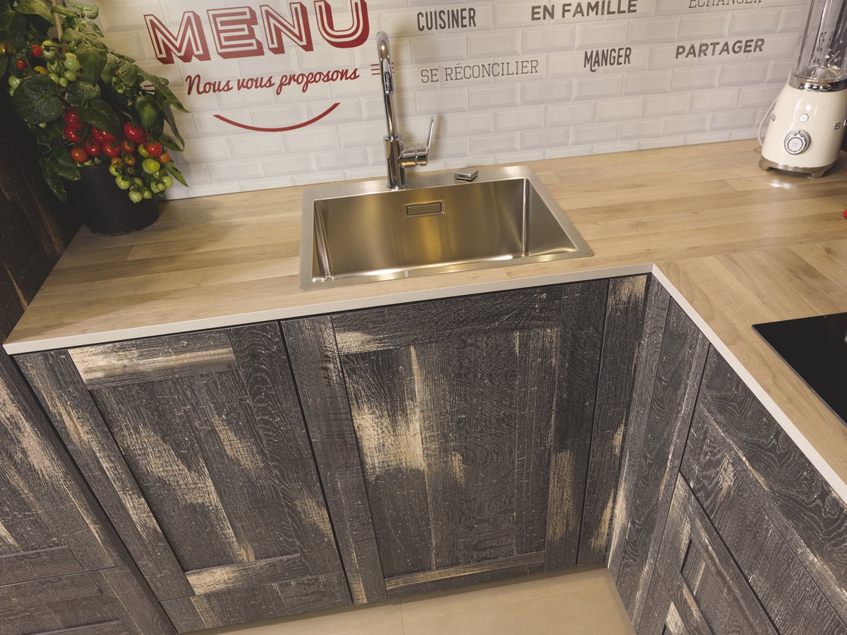 Cuve Inox Rodi posée à Fleur & Mitigeur Haut Mariani