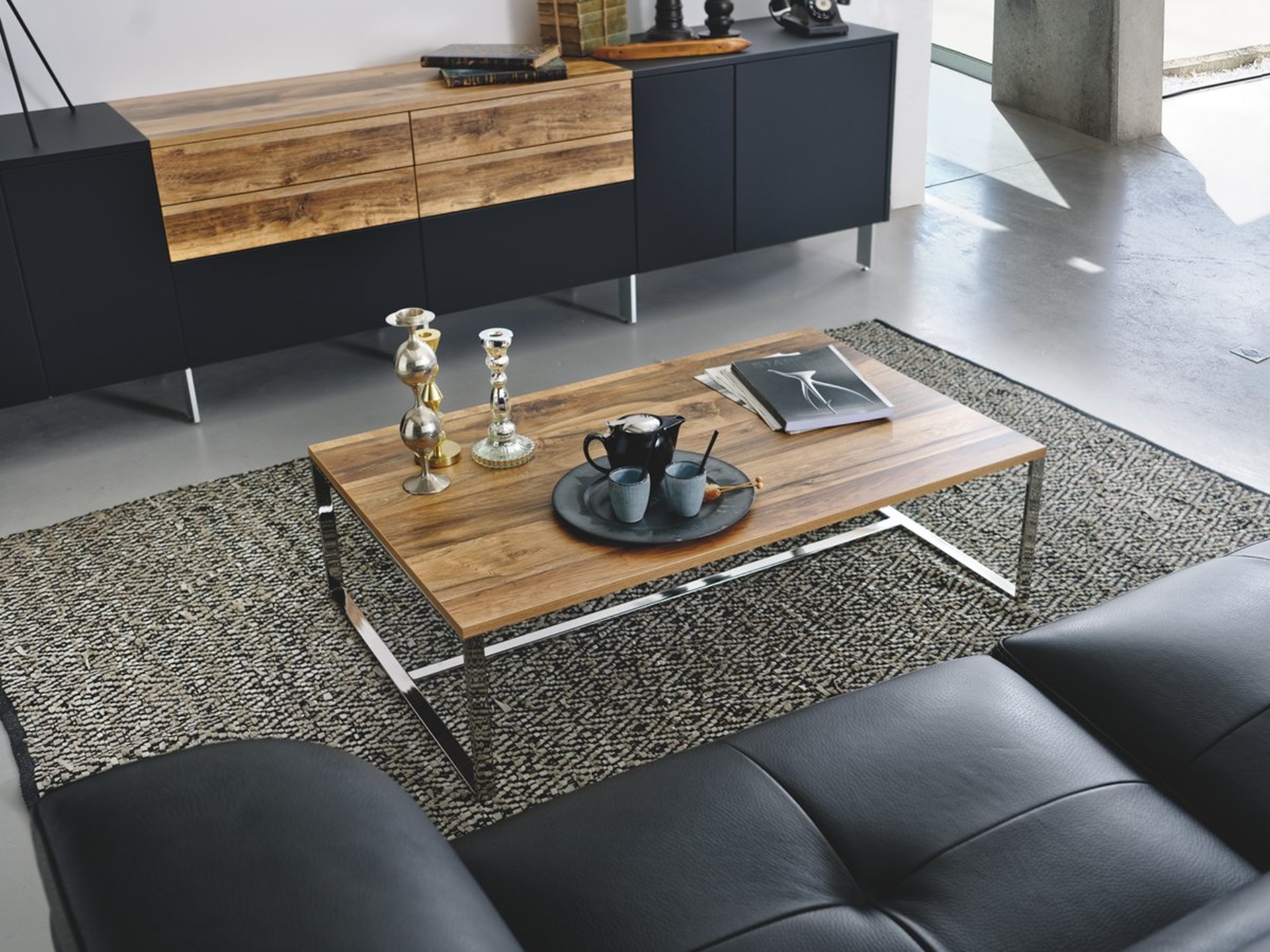 meuble tv noir et bois schmidt