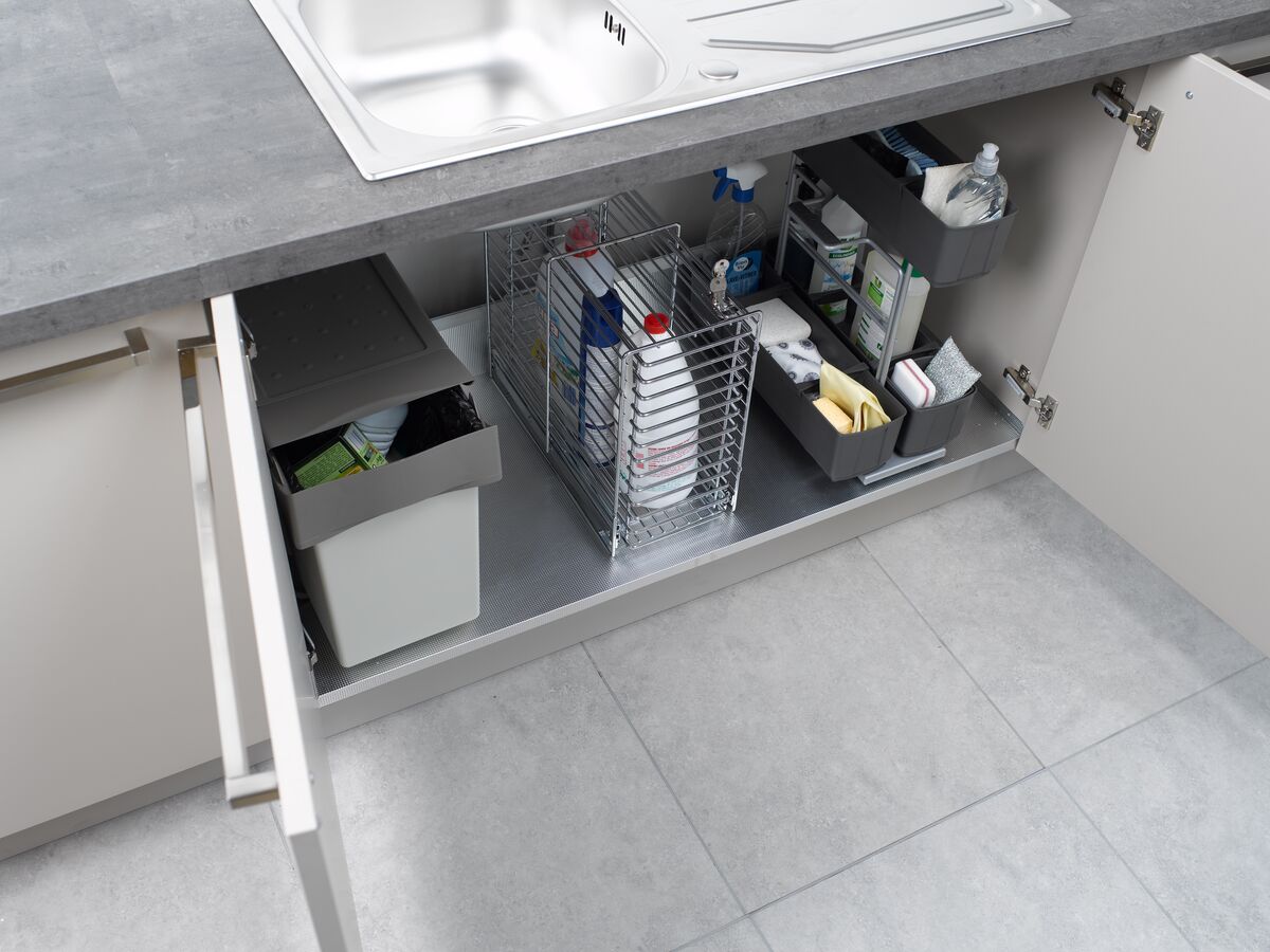 Meuble sous évier avec tôle en inox