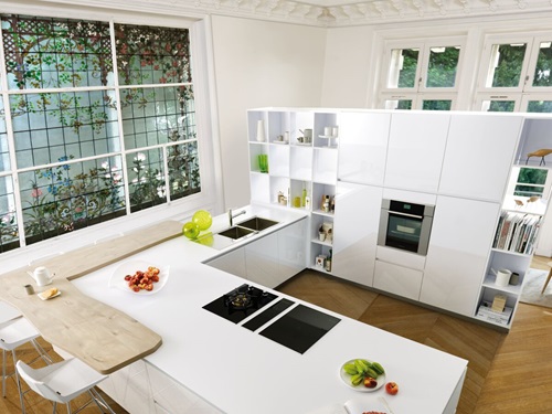 U shaped White fitted kitchen 