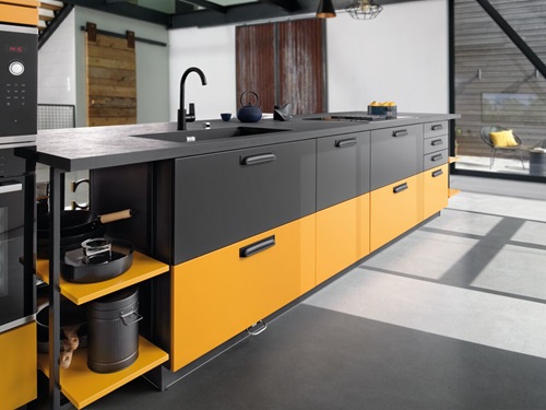 Black and yellow kitchen furniture