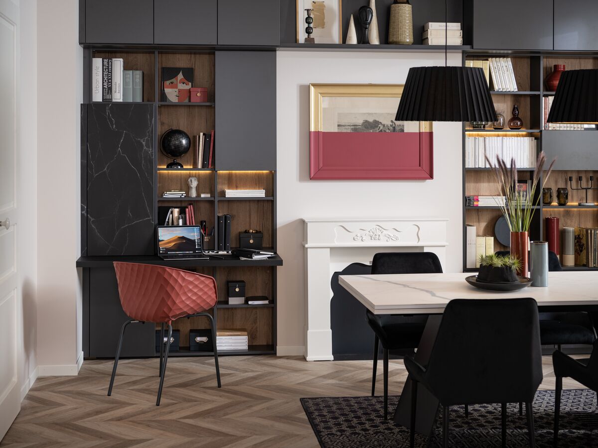 Bibliothèque design avec bureau intégré | SCHMIDT