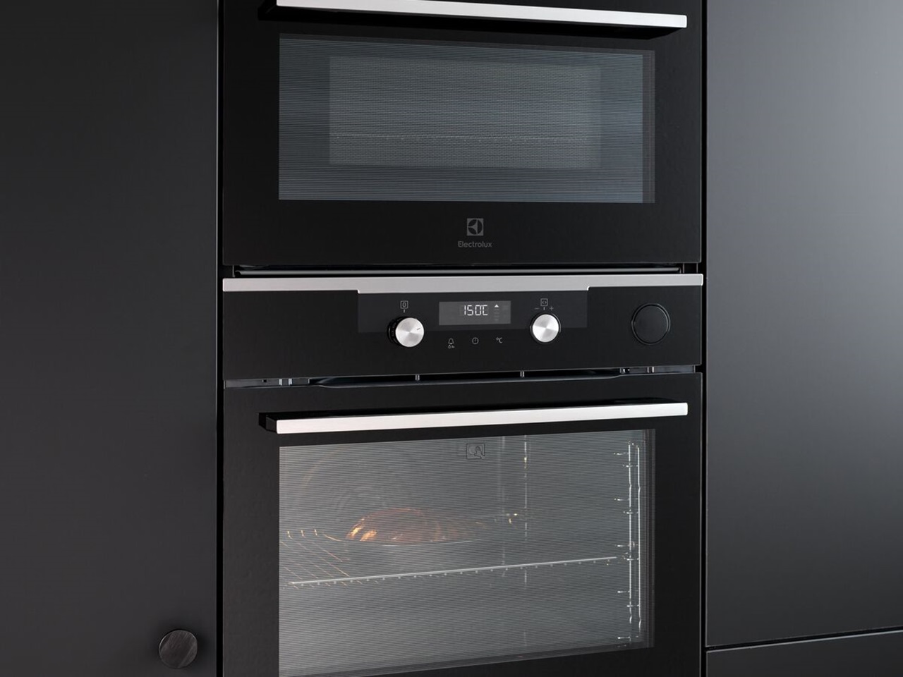 Built-in Electrolux steam-cleaning oven and microwave