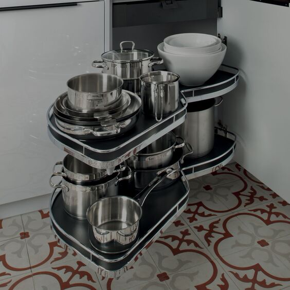 Rangement de placard cuisine - Support pour assiettes et couvercles - Noir