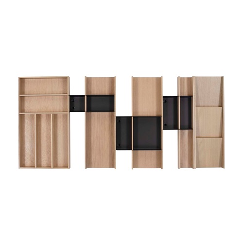 Range-couverts bois modulable avec rangement épices 9 éléments pour tiroir Schmidt