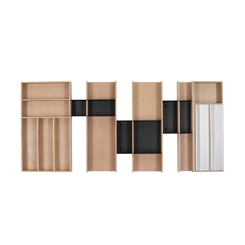 Range-couverts bois modulable avec rangement épices 9 éléments pour tiroir Schmidt