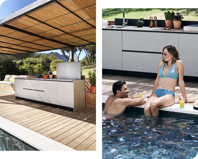Cuisine exterieur terrasse avec piscine